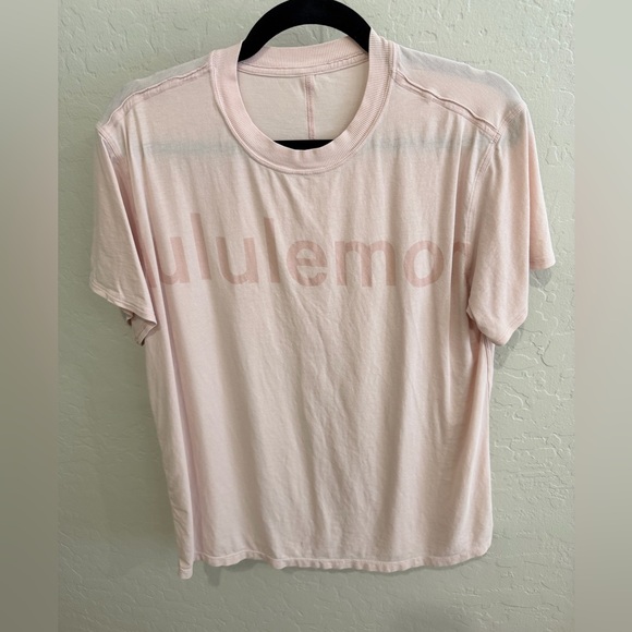 lululemon athletica Tops - Lululemon All Yours Graphic T-Shirt Pink Mist Size 6 Logo Tee